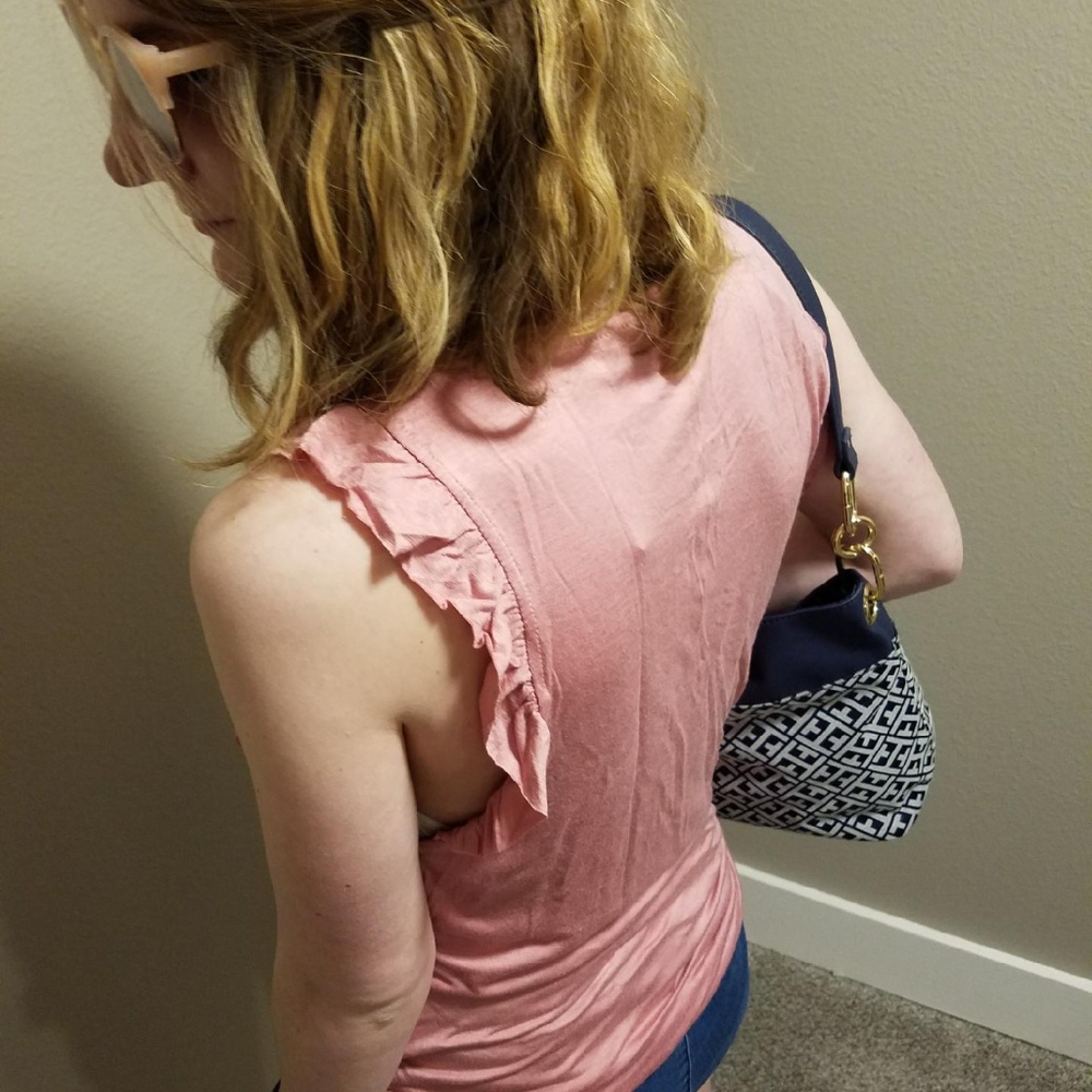 Last 1 XL!Boho Pink Dreamcatcher Ruffle Tank Tunic - Picture 5 of 7